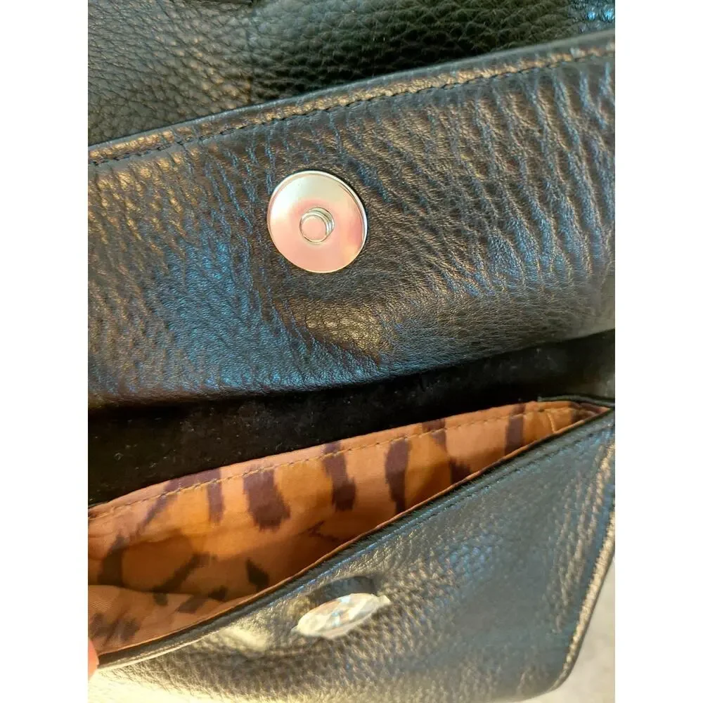 Aimee Kestenberg Road Trip Pebble Leather Convertible Satchel Black Moto Utility